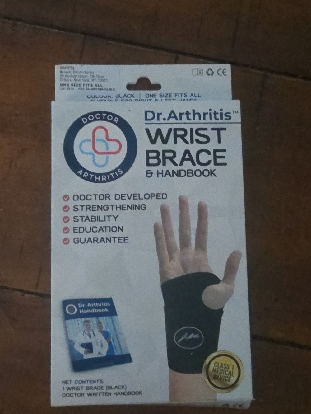 Black Wrist Brace & Handbook - Supportive Arthritis Relief
